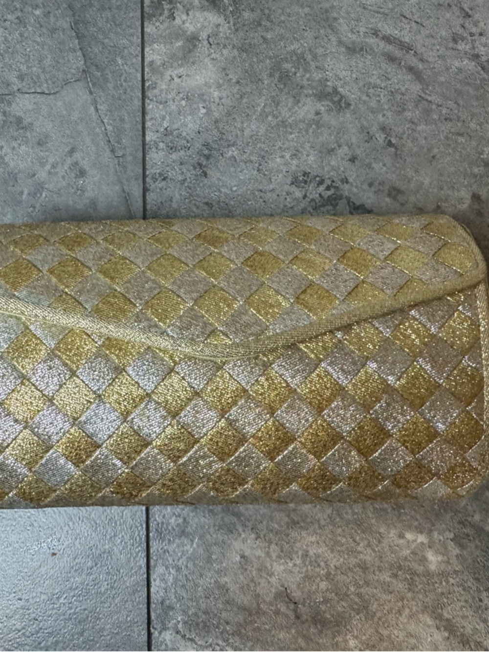 Neiman Marcus Gold and Silver Woven Metallic Clutch